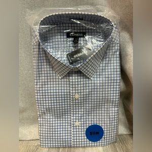 NEW Men White/Blue Express 1MX Large Tall/Long Slim 16-16 1/2